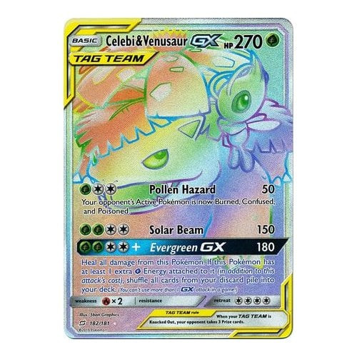 SM Team Up 182/181 Venusaur & Celebi GX (Rainbow Rare Tag Team)